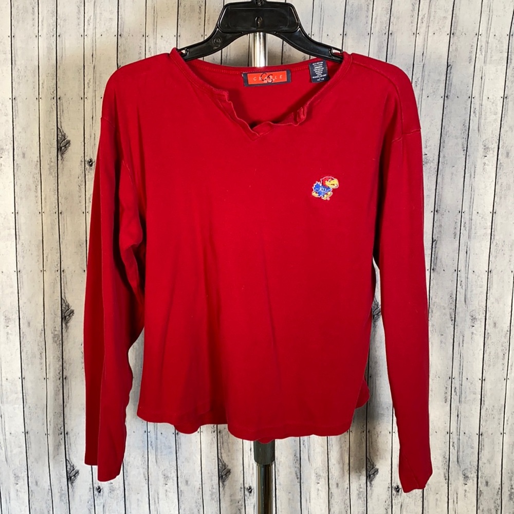 KU Jayhawks Red Long Sleeved Shirt Women’s Size Large Kansas University Brand